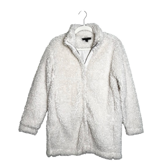Banana Republic White Sherpa Teddy Coat Jacket Women’s XS | Cozy Fleece Zip Up - Picture 1 of 8